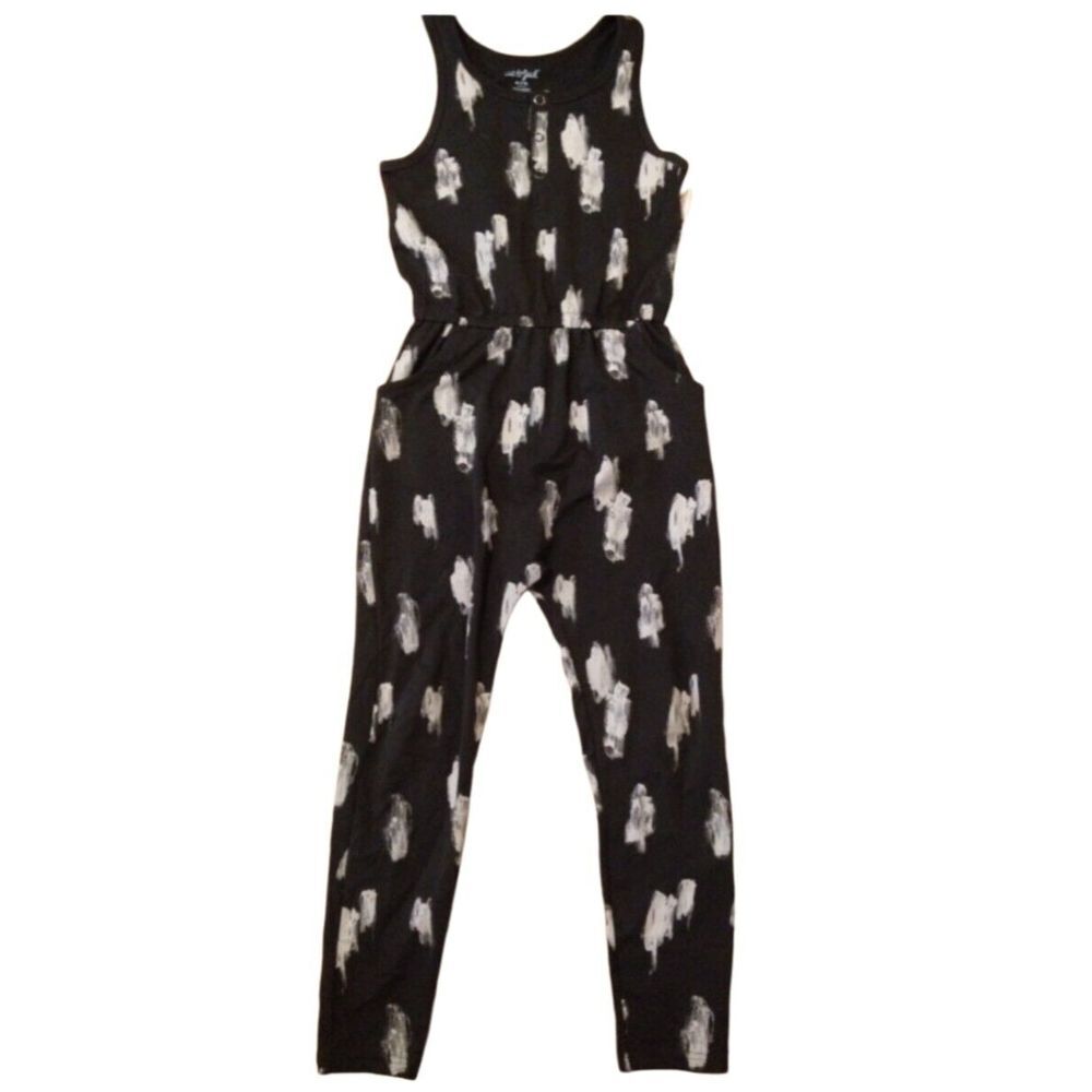 Cat & Jack Jumpsuit‎ Girl XL (14-16) Black Gray White Abstract Pants School